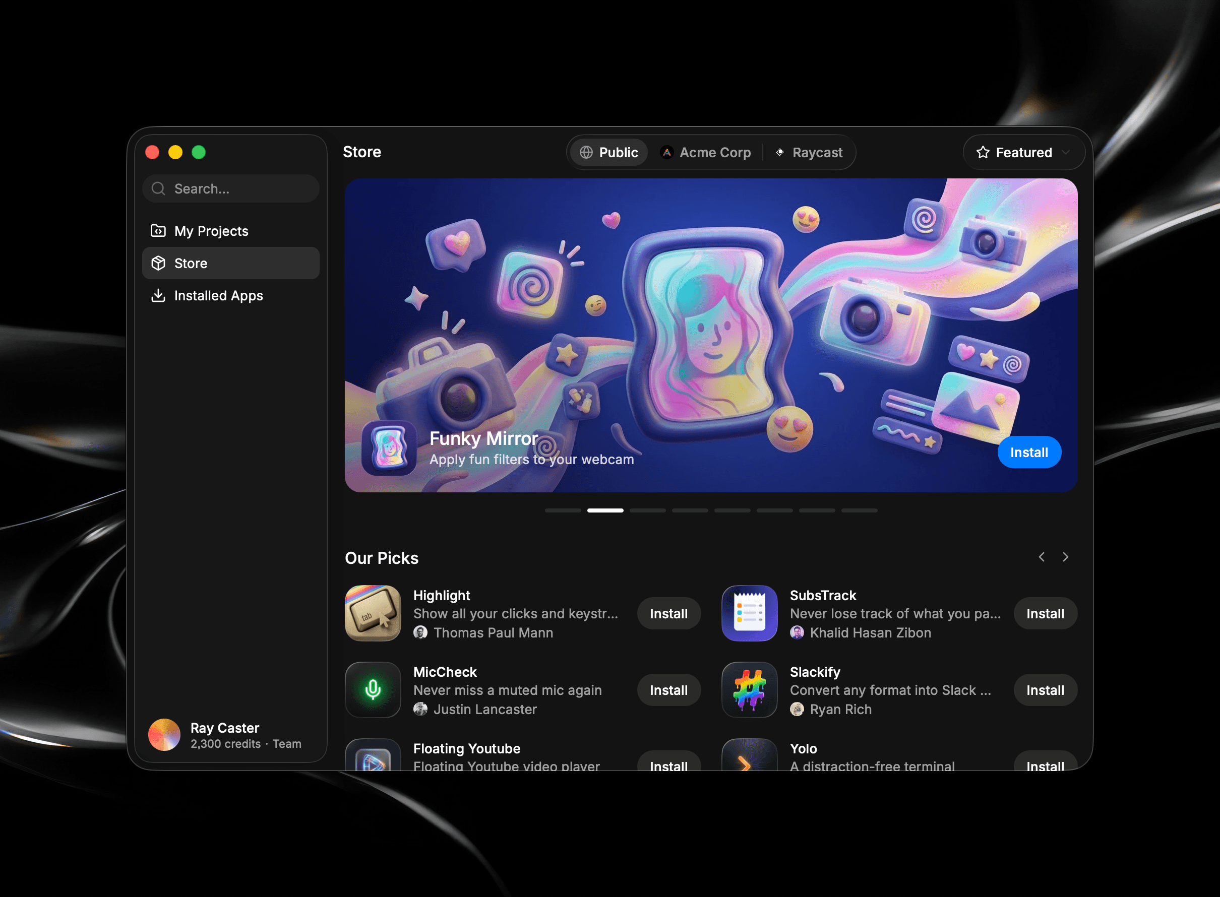 The Glaze Store showing apps to discover and install